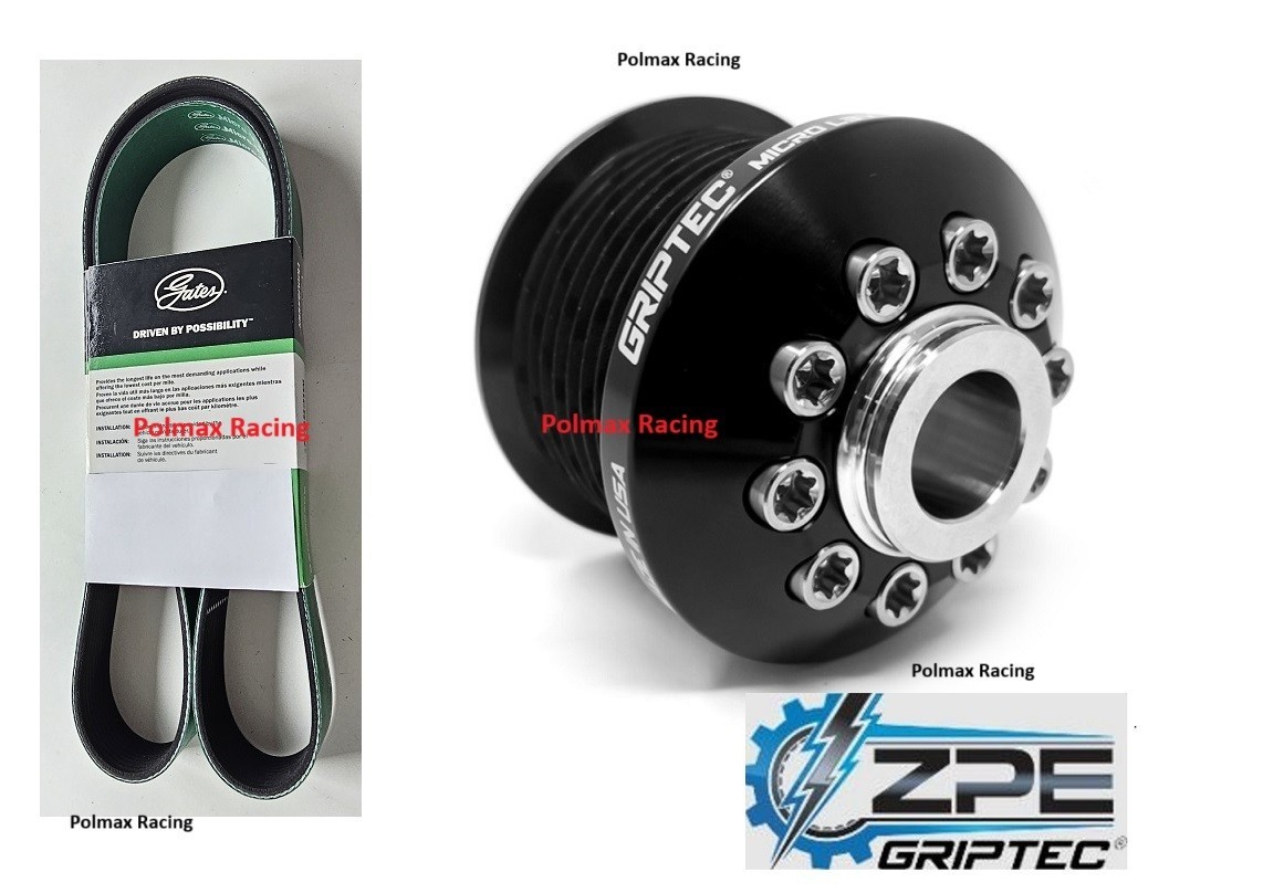 ZPE Griptec 2.30” upper supercharger pulley upgrade with Gates HD green belt