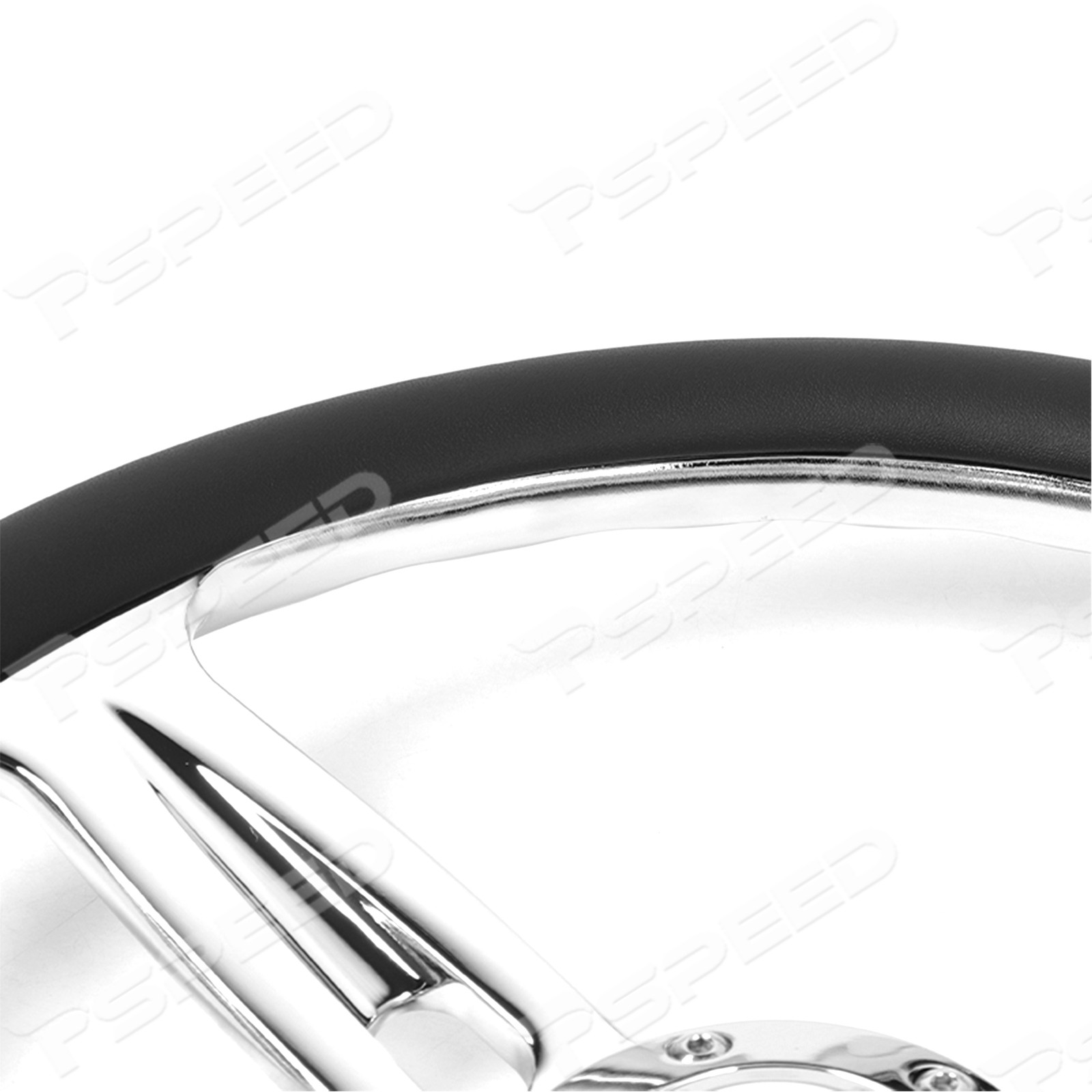 D-Shape 14″ 6-Bolt Car Truck Steering Wheel Microfiber Leather Wrap Chrome Spoke
