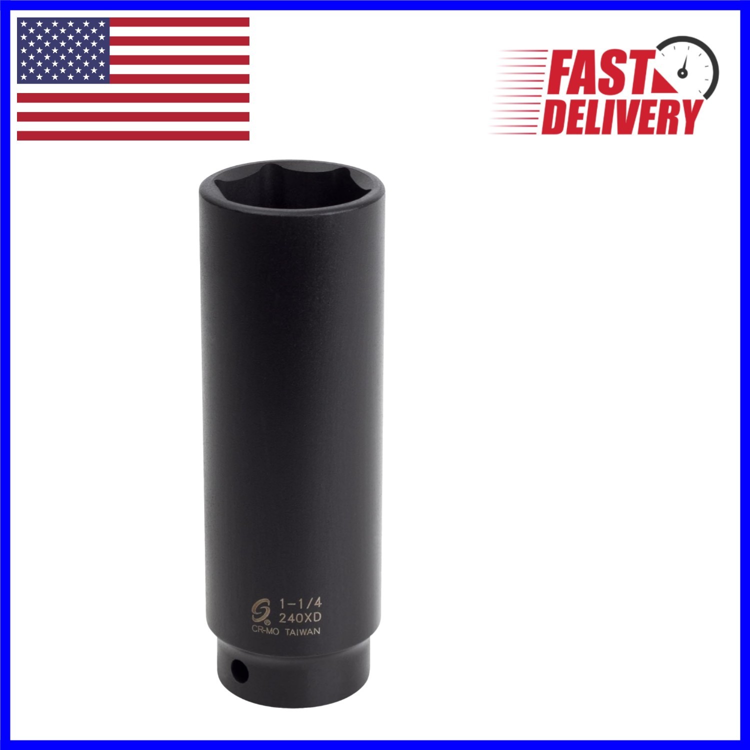 Durable 1/2 in. Drive Extra Deep 6-Point Impact Socket – Black Phosphate Finish