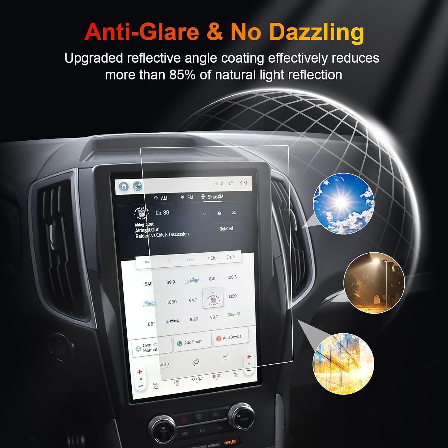 Screen Protector Tempered Glass for 2021-2024 Edge SE/SEL/S T2024 Ford Edge.