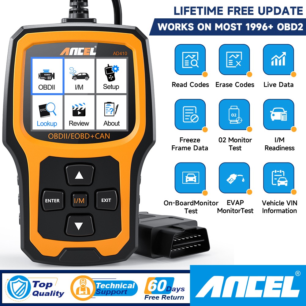 ANCEL AD410 OBD2 Scanner Code Reader Check Engine Fault Car Diagnostic Scan Tool