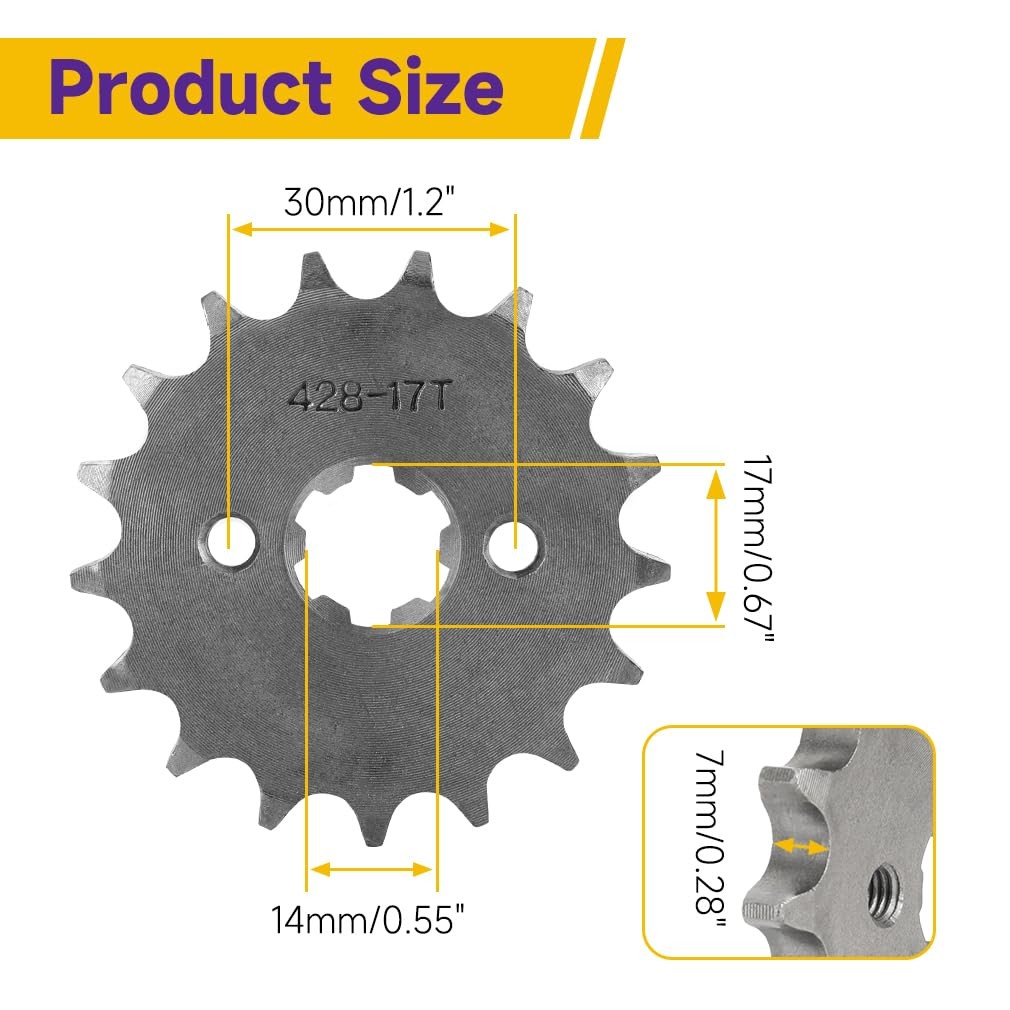 HIAORS 428 17T 17mm Motorcycle Front Engine Sprocket EG428-17T-17mm