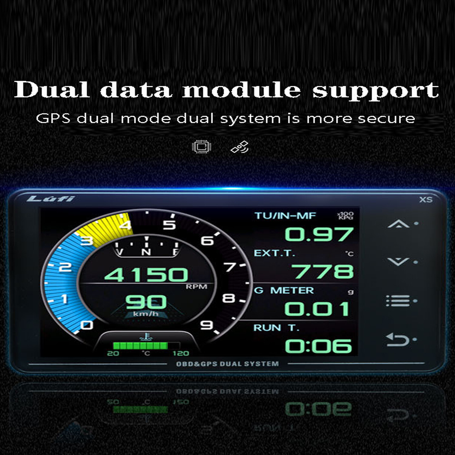 3rd-generation Car Modified Instrument OBD2 Boost gauge GPS Multi-function LCD