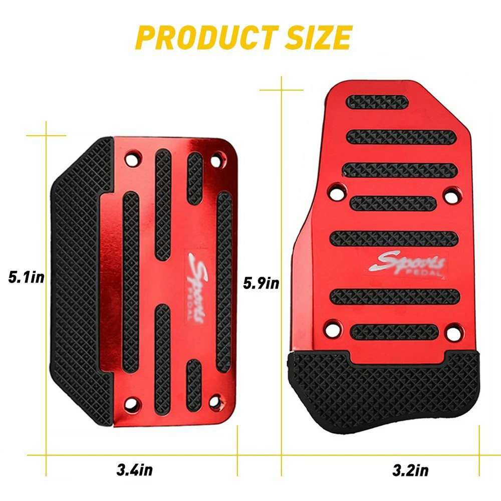 Red Non-Slip Automatic Gas Foot Brake Pedal Treadle Pad Cover Car Accessories
