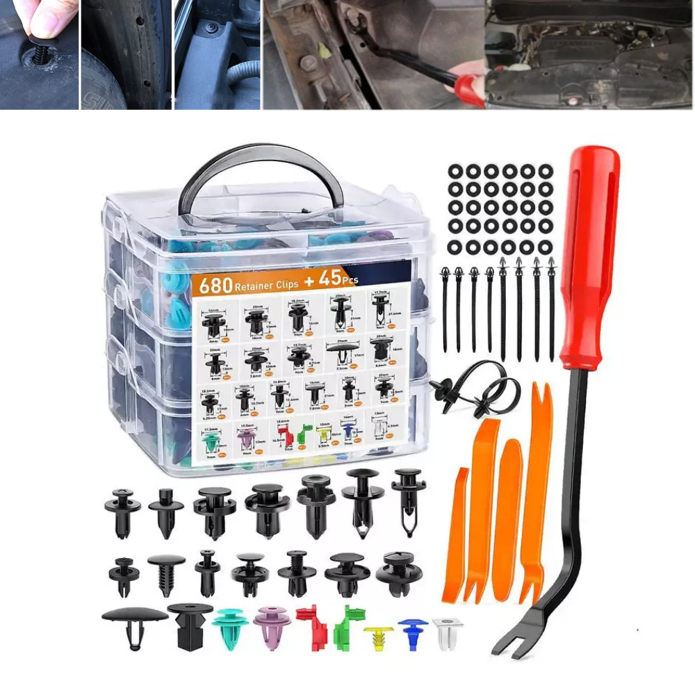 725Pcs Car Push Retainer Clips Automotive Tools Auto Bumper Fastener Rivet Parts
