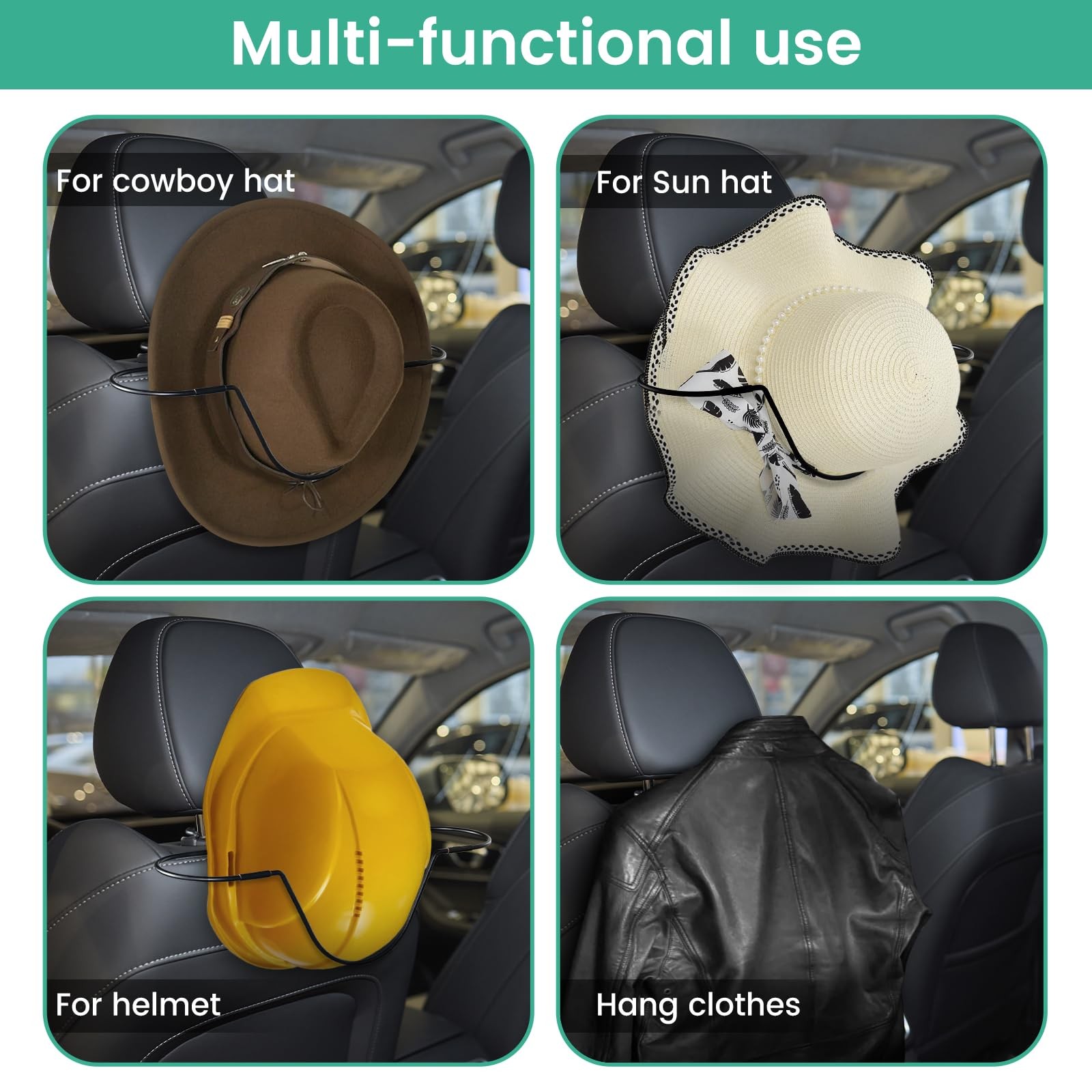 Eclatify Folding Design Hat Rack For Car, 14.37 x 7.87 x 0.2 inches, Metallic