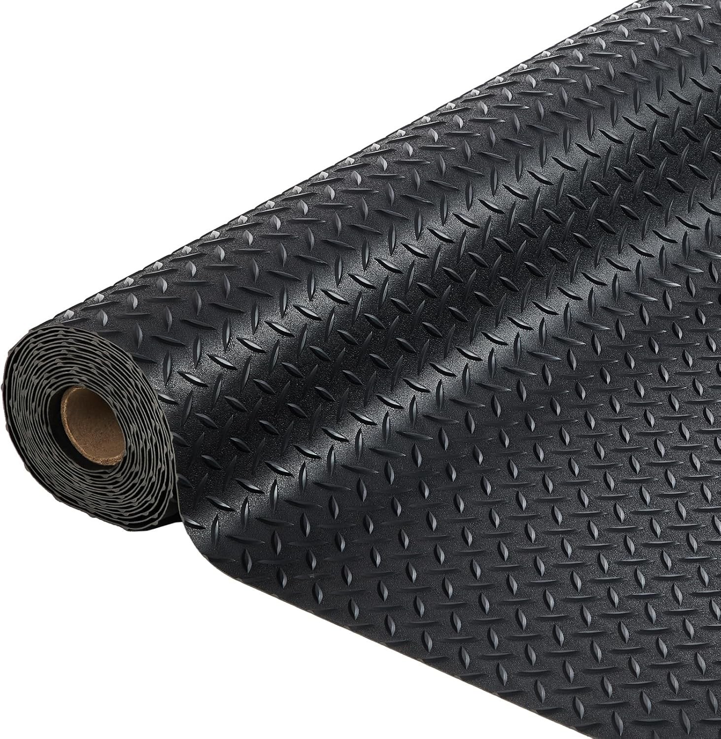 7.8 x 18 ft Garage Floor Mat, Flooring Roll Diamond Plate PVC Rubber Trailer Mat