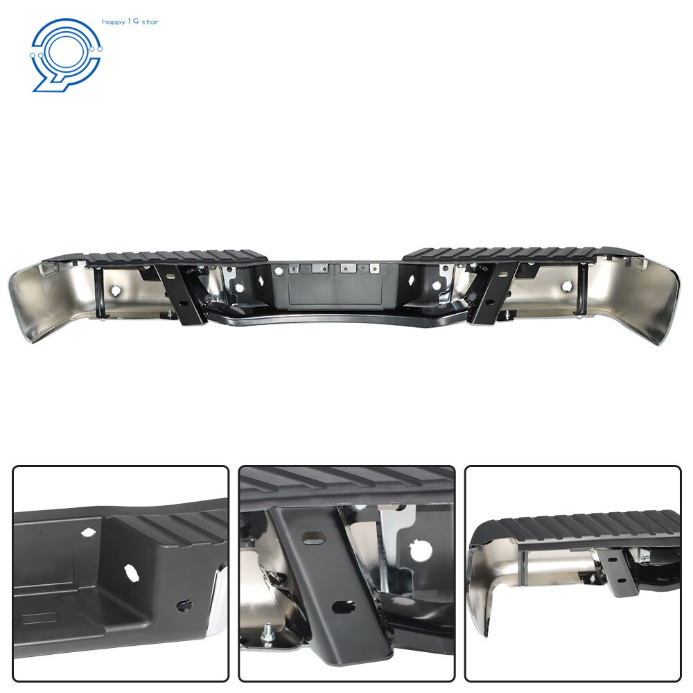 Chrome Steel Rear Bumper Assembly Fit For 2009-2014 Ford F150 W/Sensor Holes