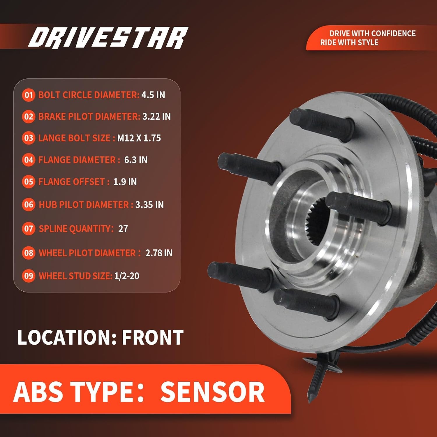 DRIVESTAR Front Left Right Wheel Bearing Hub For 2002-2005 Ford Explorer 515050