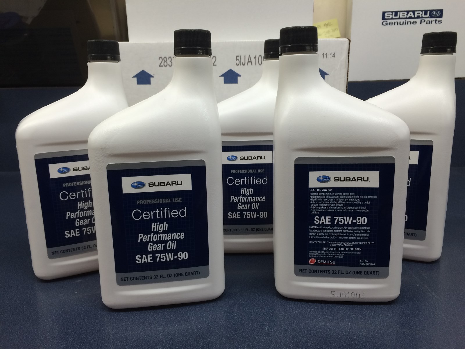 Subaru 75W90 Extra S Gear & Transmission Fluid – 5 quart Bottles Sti Wrx Genuine