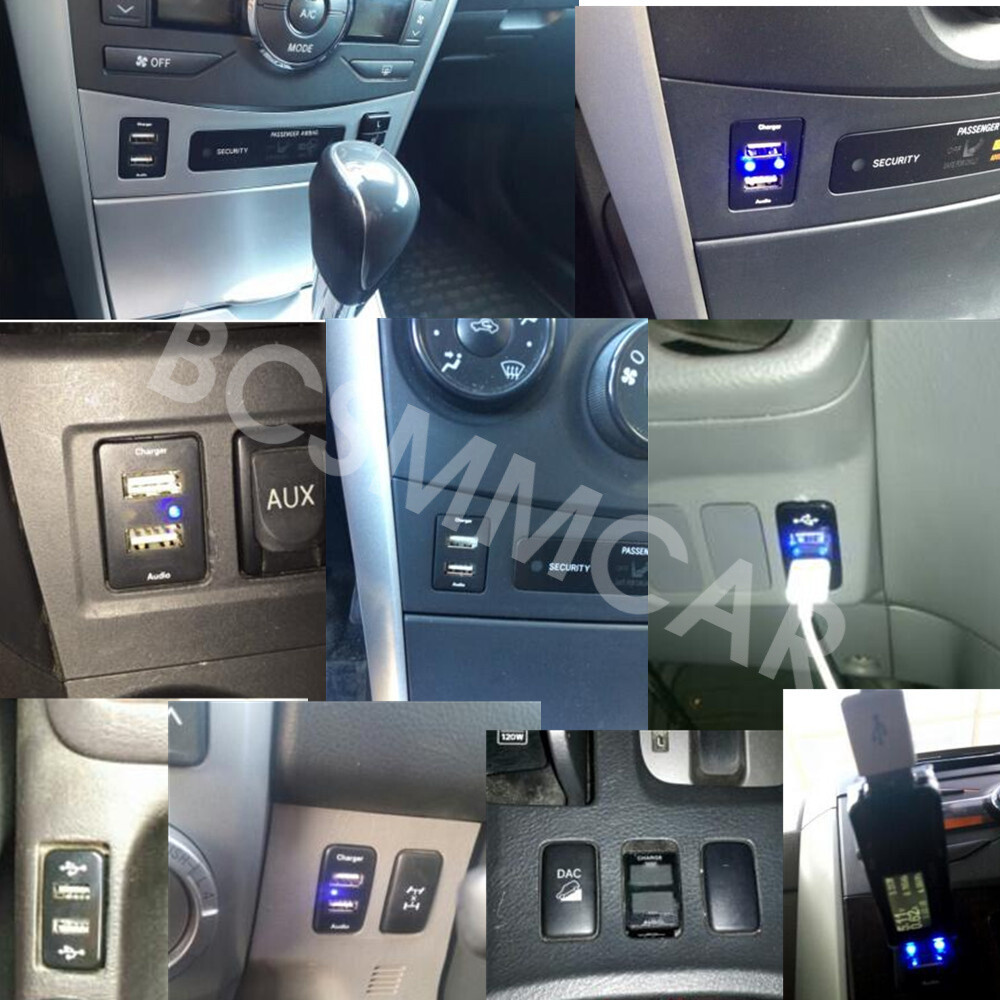 12-24V DC Car Dual USB Charger Fit For Toyota FJ Cruiser 2007-2014 Audio Adapter