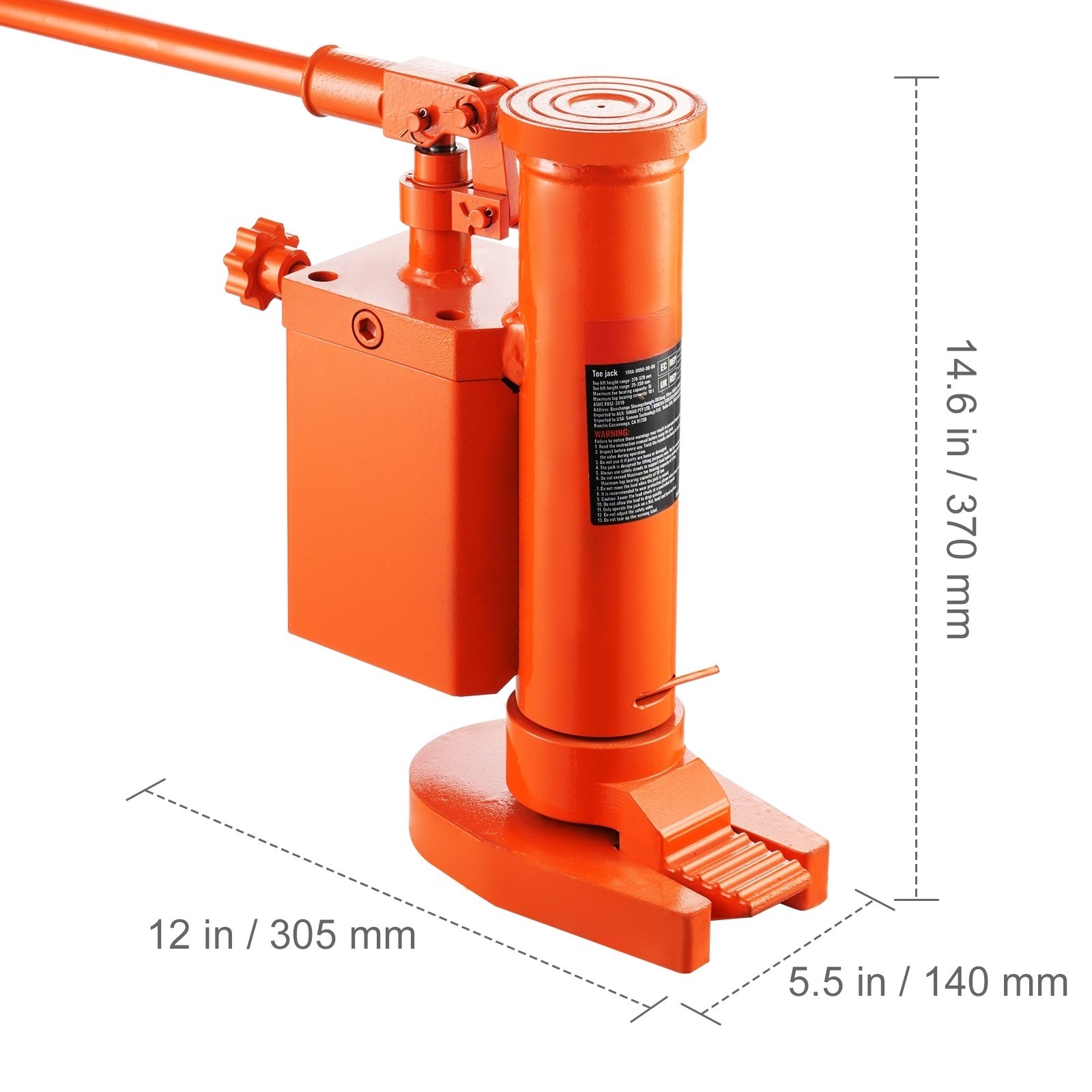 VEVOR Hydraulic Machine Toe Jack Lift 360° Rotatable 5 T Toe 10 T Top Capacity
