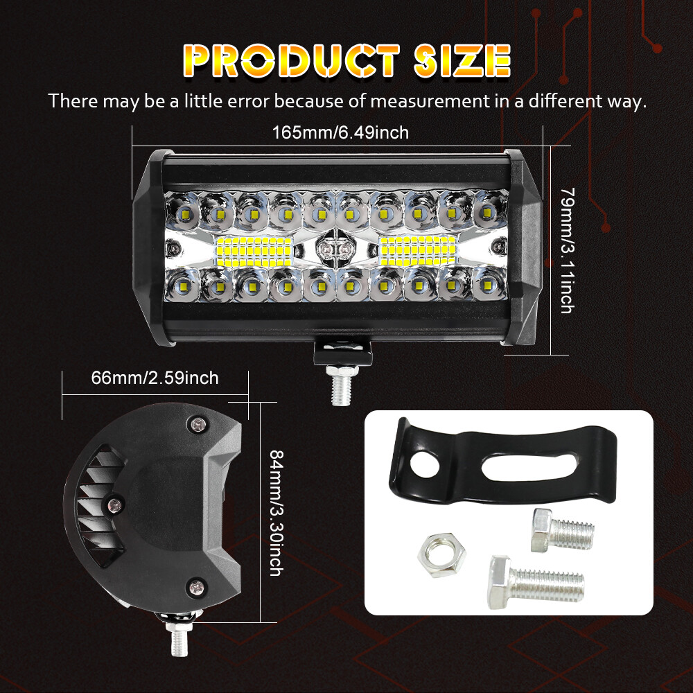 10PCS 7″Inch LED Work Light Bar Flood Pod Driving Off-Road Tractor 4WD 12V 1200W