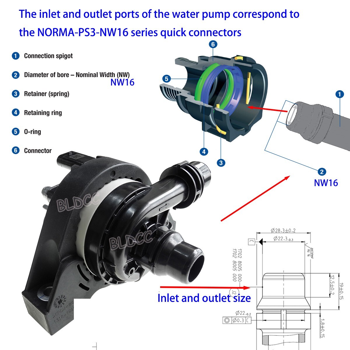 Electric Automotive Cooling Pump High-flow 60W Brushless Circulation Water Pump