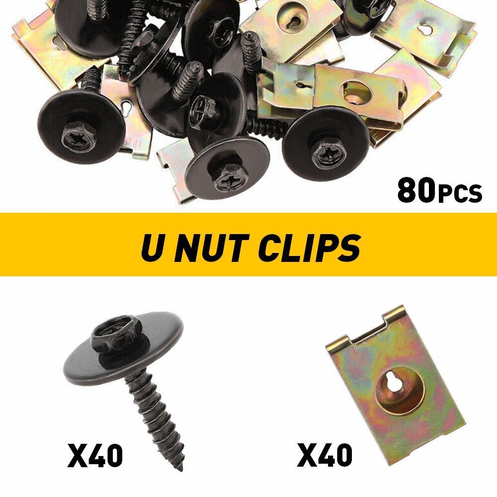 80pcs For BMW F10 E46 E92 E90 Car Screw Fender Body Bumper U Nut Clips Fastener
