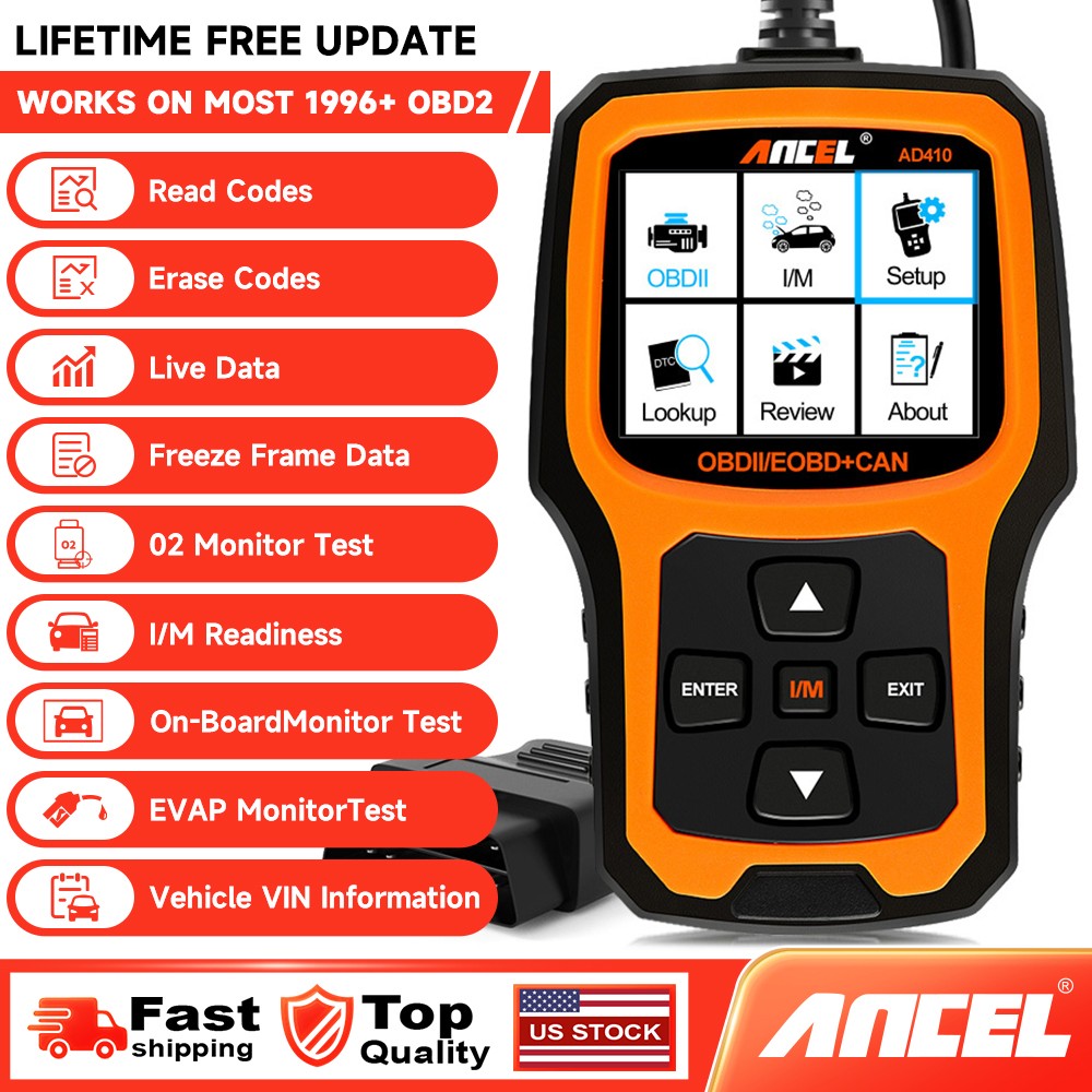 ANCEL AD410 Vehicle Code Reader OBD2 Scanner Auto Check Engine Light Scan Tool
