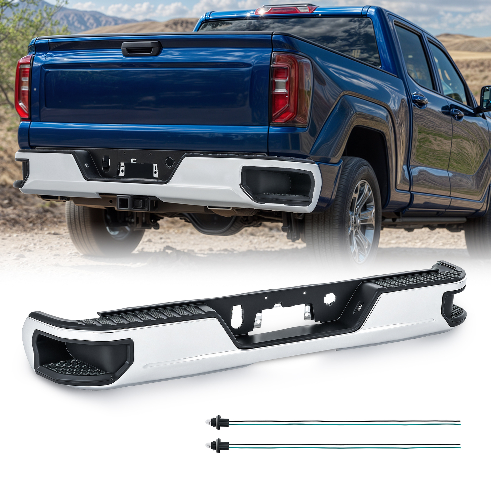 PREENEX NEW Chrome Rear Bumper For 2019-2025 Chevy Silverado GMC Sierra