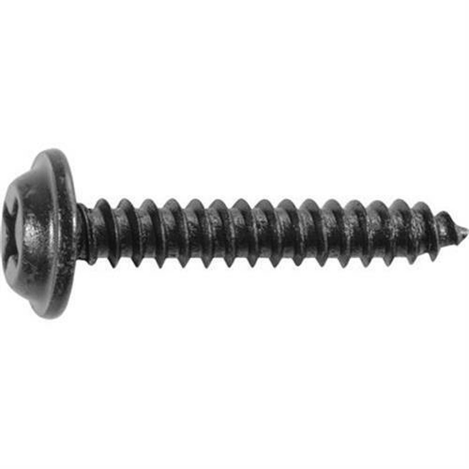 Tapping Screw Phillips Flat Washer Head #8 X 1″ Black (Qty:100)