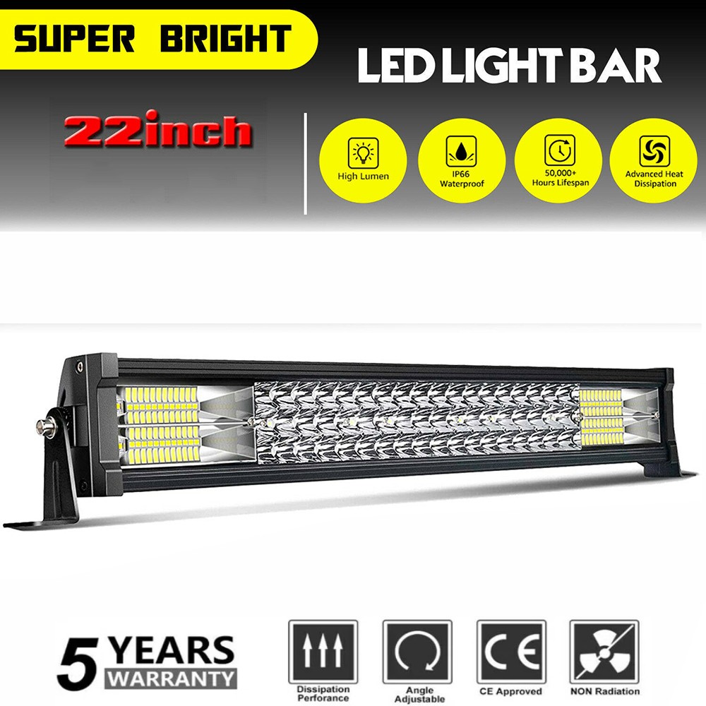 22″ inch 1200W Led Light Bar Tri-Row Spot Flood Combo Work 4WD Truck SUV ATV 24