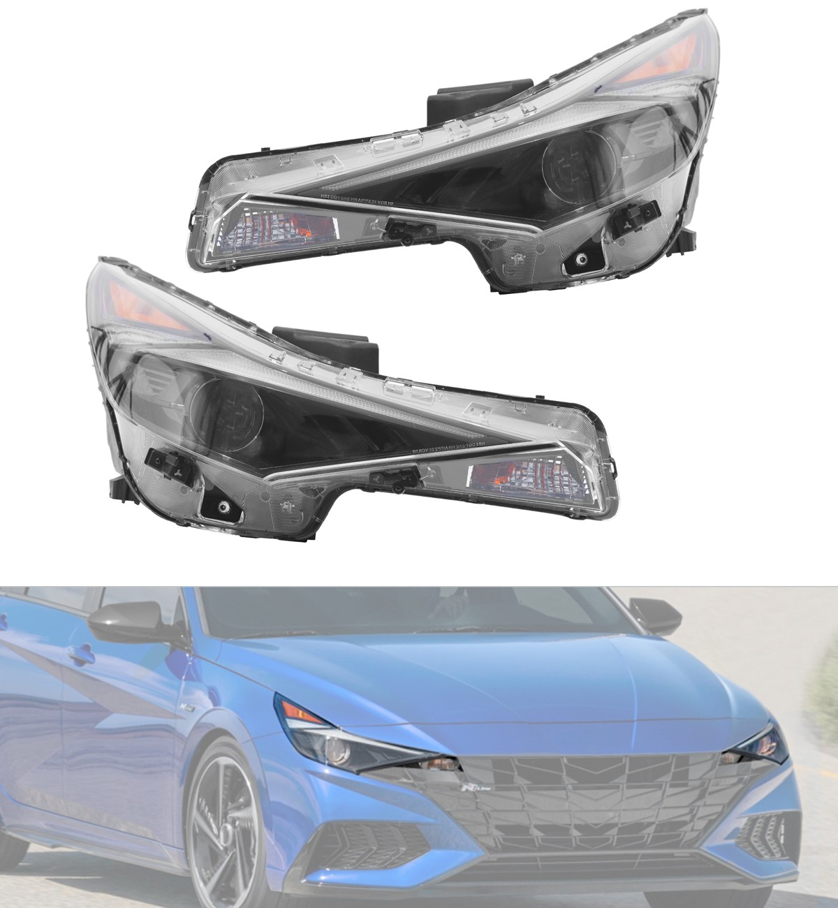 Headlights Assembly For 2021 2022 Hyundai Elantra Left Right Pair 2pcs w LED DRL