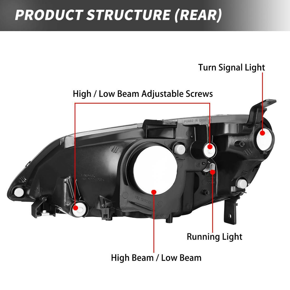 Headlights for 2001 2002 2003 Honda Civic 4-Door Sedan Headlamp Replacement Pair