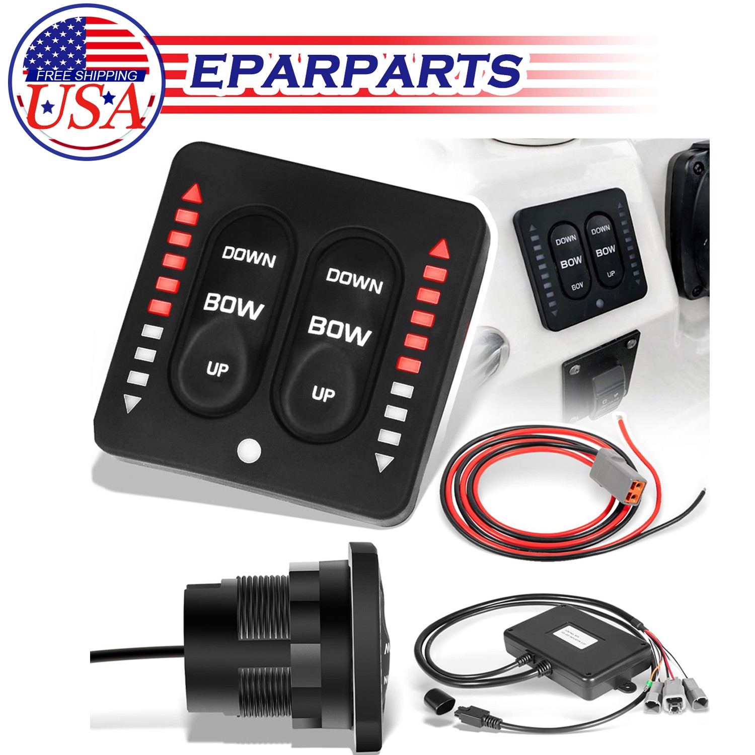 15270-001 LED Indicator Two-Piece Tactile Trim Tab Switch Kit Pigtail for Lenco