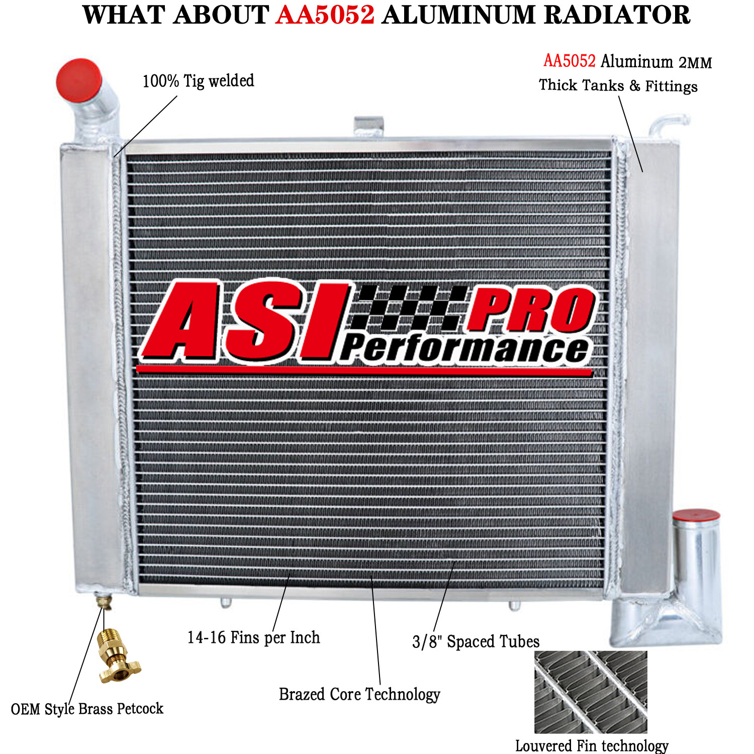 3 Row Aluminum Radiator for 1963-1972 Chevrolet Corvette C1 5.3L 5.4 5.7 V8