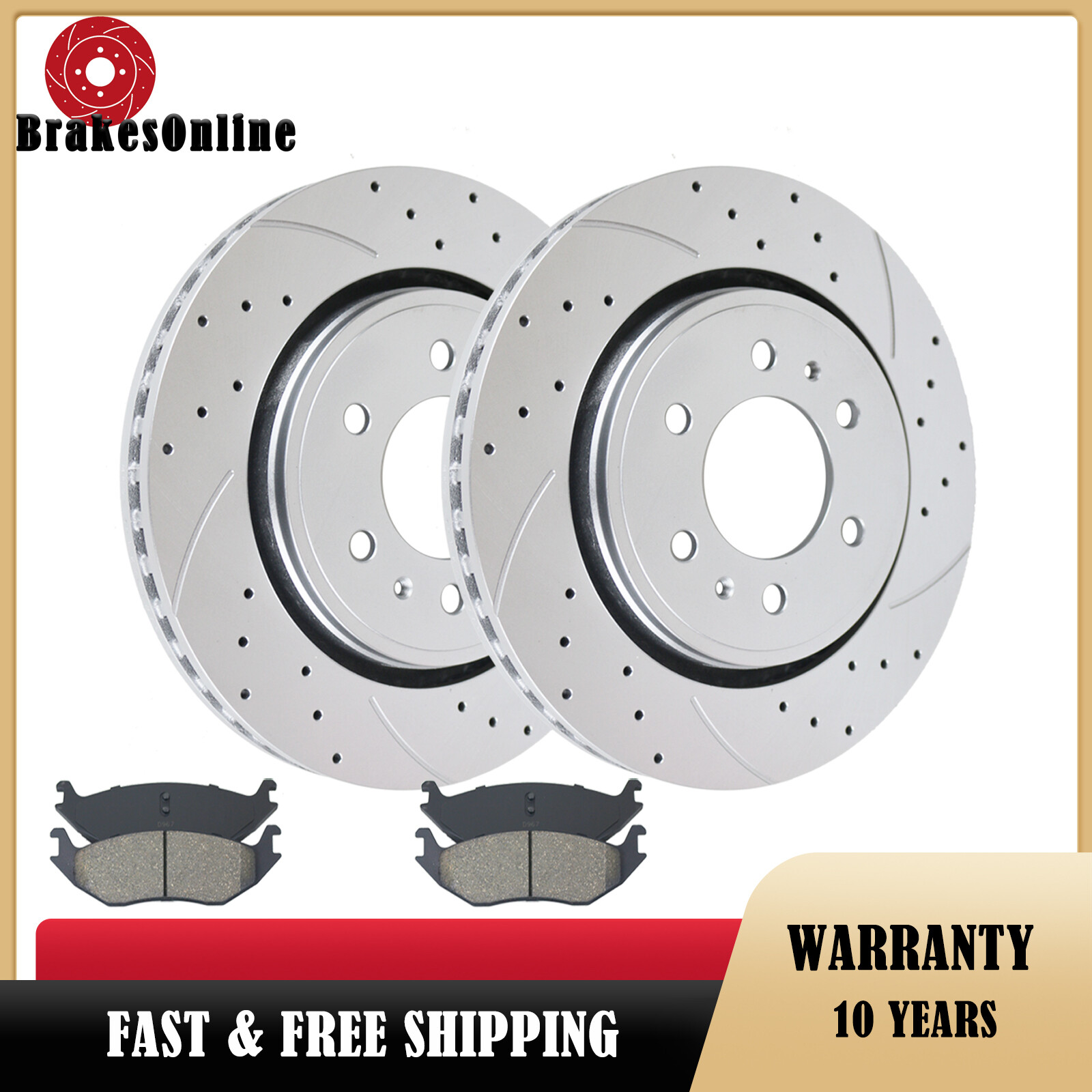 ​Front Brake Rotors Pads for Ford F-150 2010-14 2015-20 Drilled Slotted Brakes