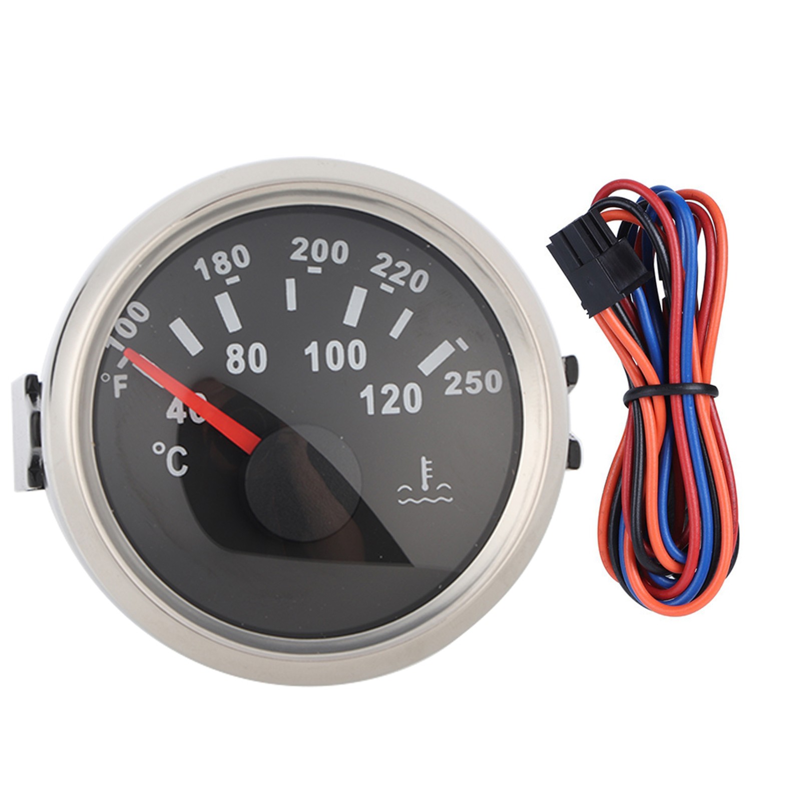Water Temperature Gauge IP67 Waterproof Temp Meter 40-120 ℃ For Boat