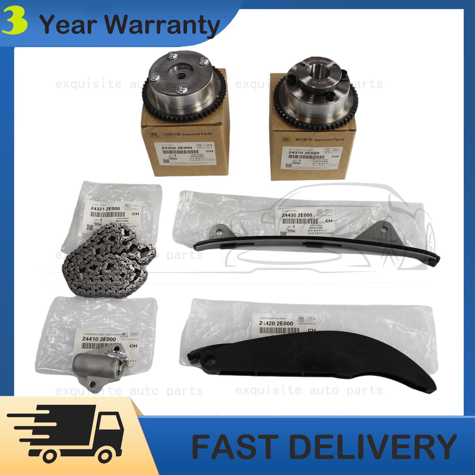 OEM Timing Chain Kit & Pair VVT Gear Sprocket For Kia Soul Hyundai Elantra 1.8L