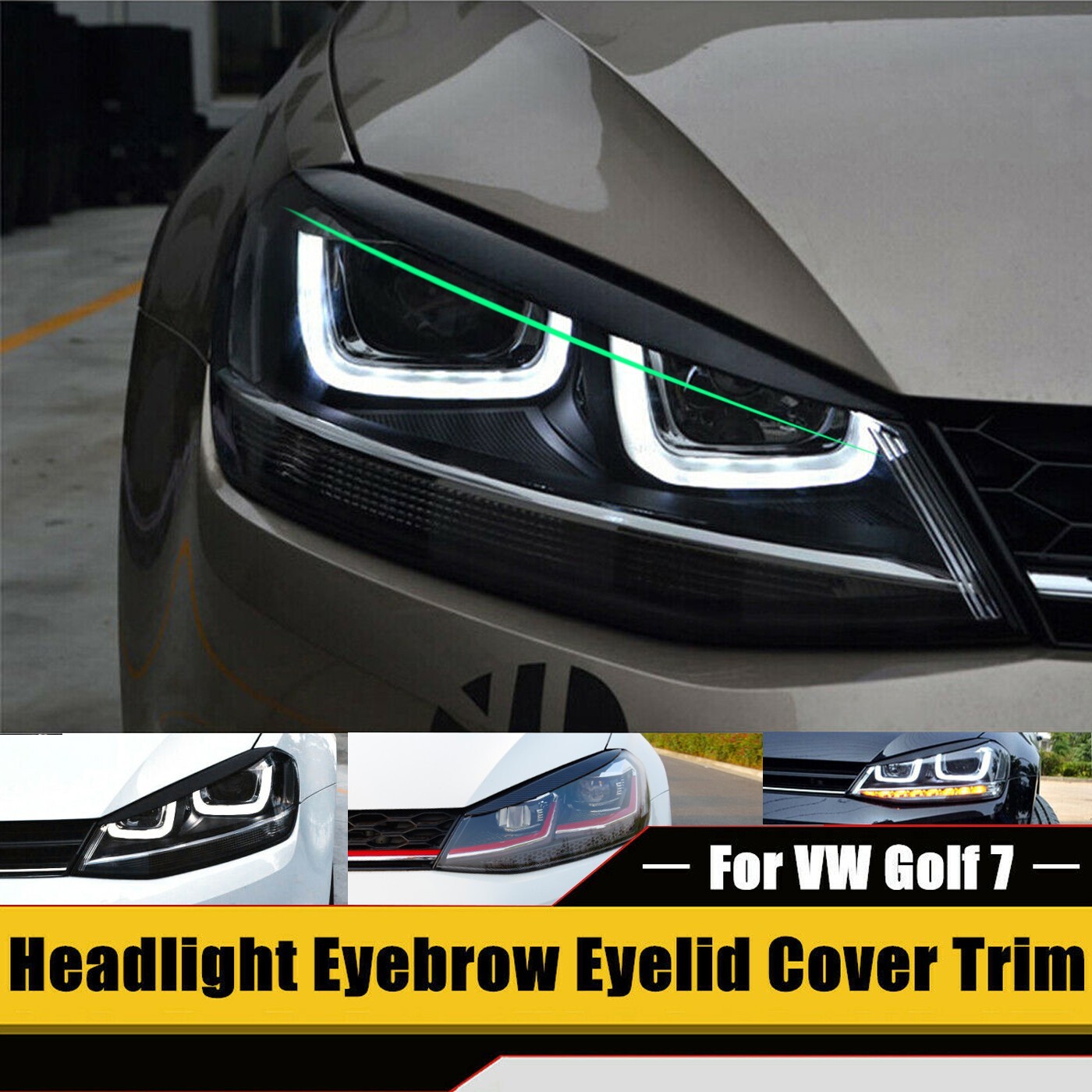 Glossy Black Headlight Eyelid Eyebrow Cover Decoration For VW Golf 7 GTI Golf R