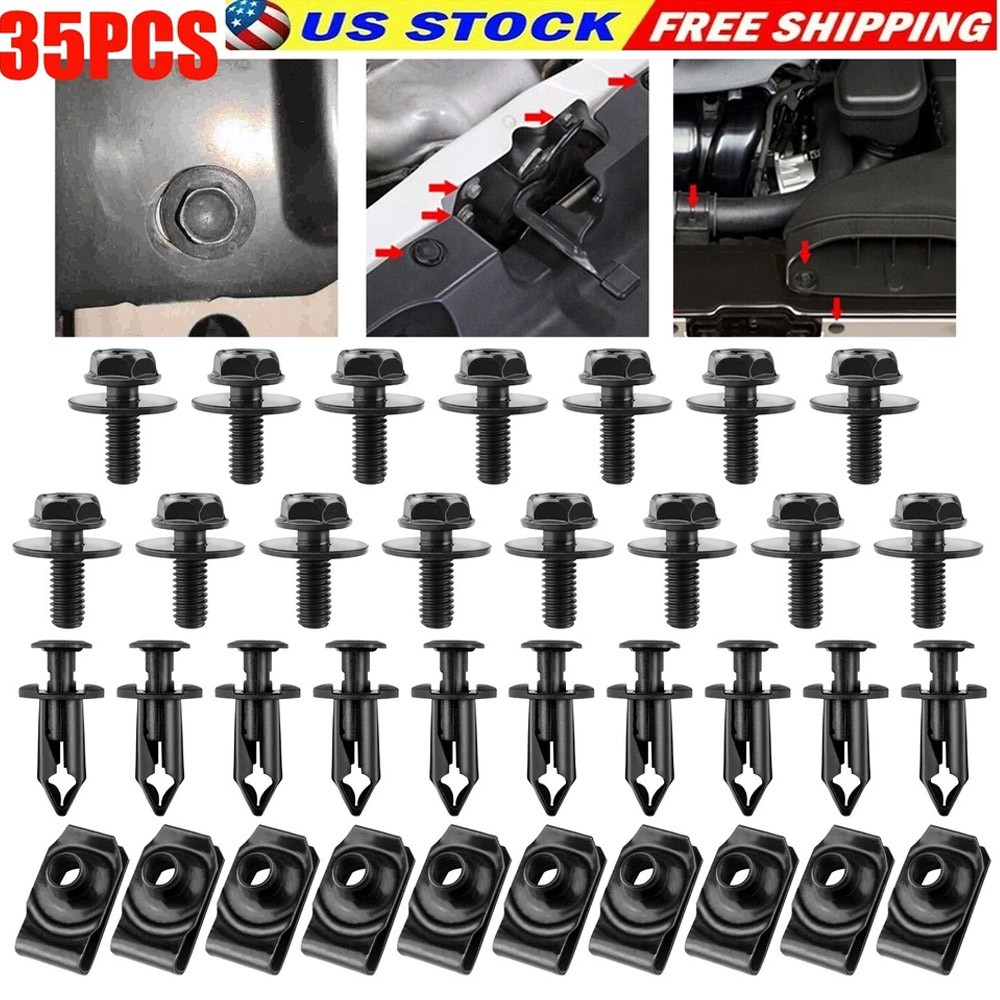 35pcs Fits Toyota Truck Body Bolts & U-nuts- M6-1.0 x 20mm Long- 10mm Hex