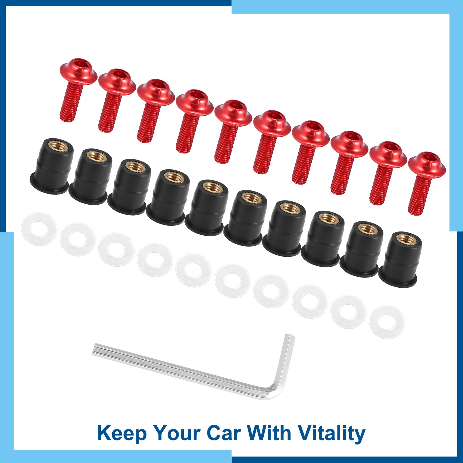M5 5mm Motorcycle Windscreen Screws Fairing Windscreen Screws Bolt Red Pack(10)