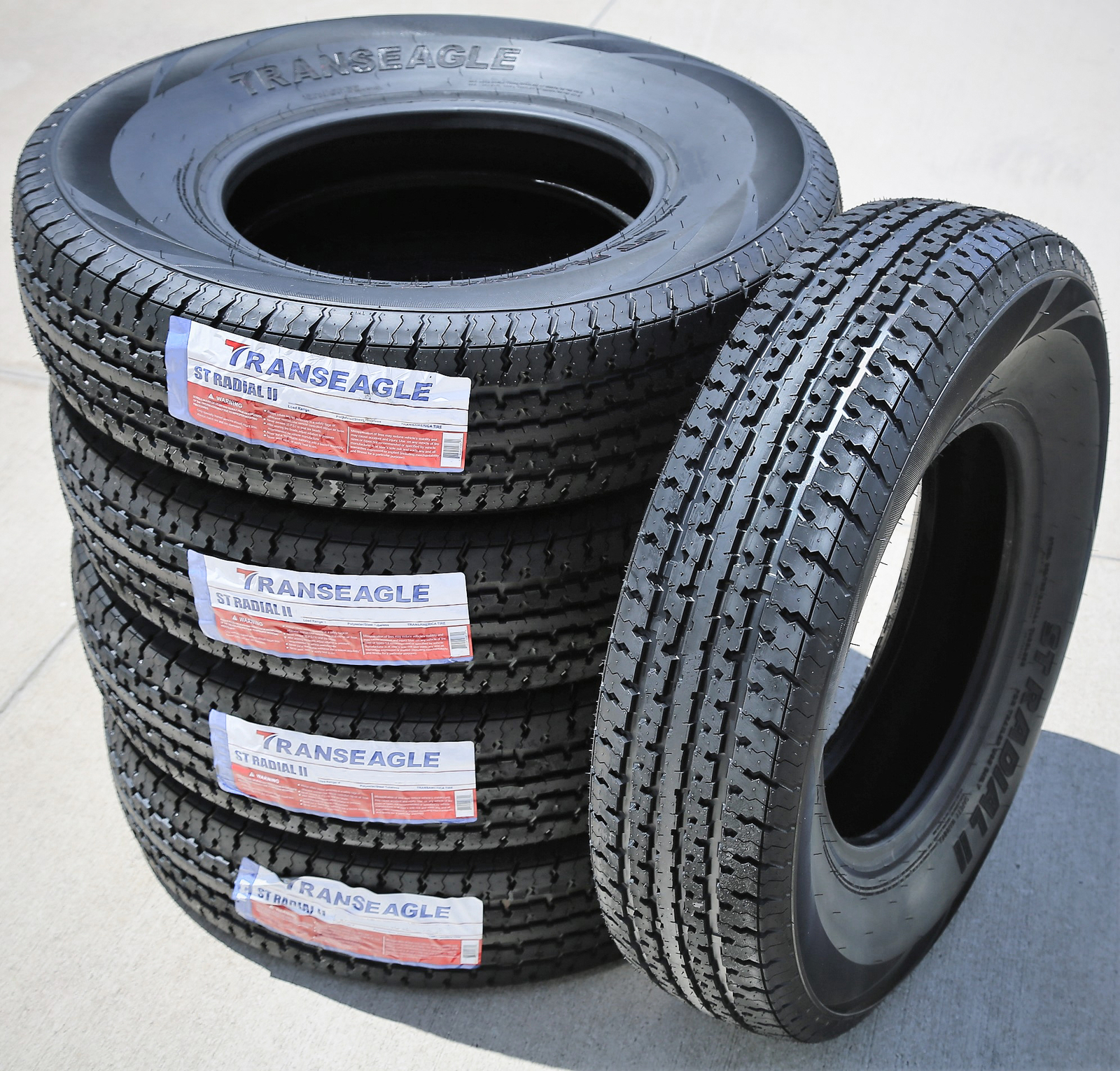 5 Tires Transeagle ST Radial II Steel Belted ST 225/75R15 Load E 10 Ply Trailer