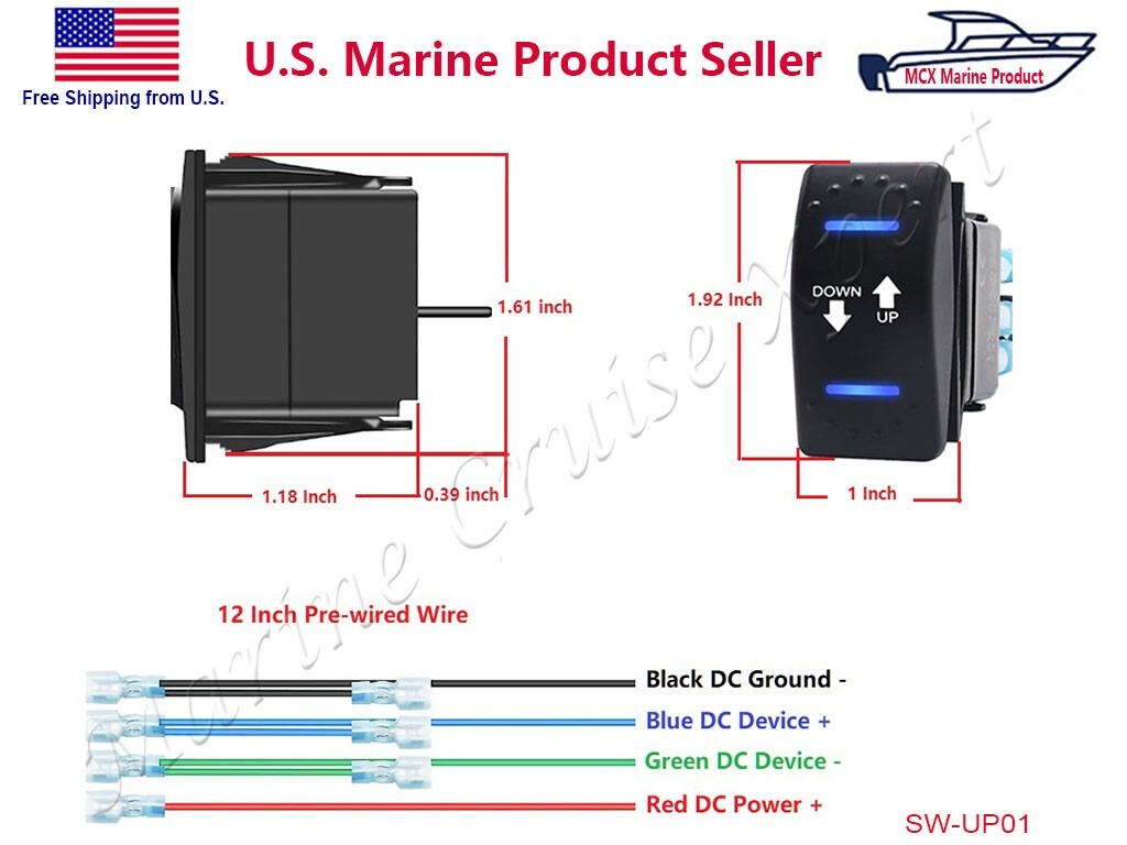 Boat Marine Up Down Toggle Rocker On Off On Switch Tilt Trim Switch