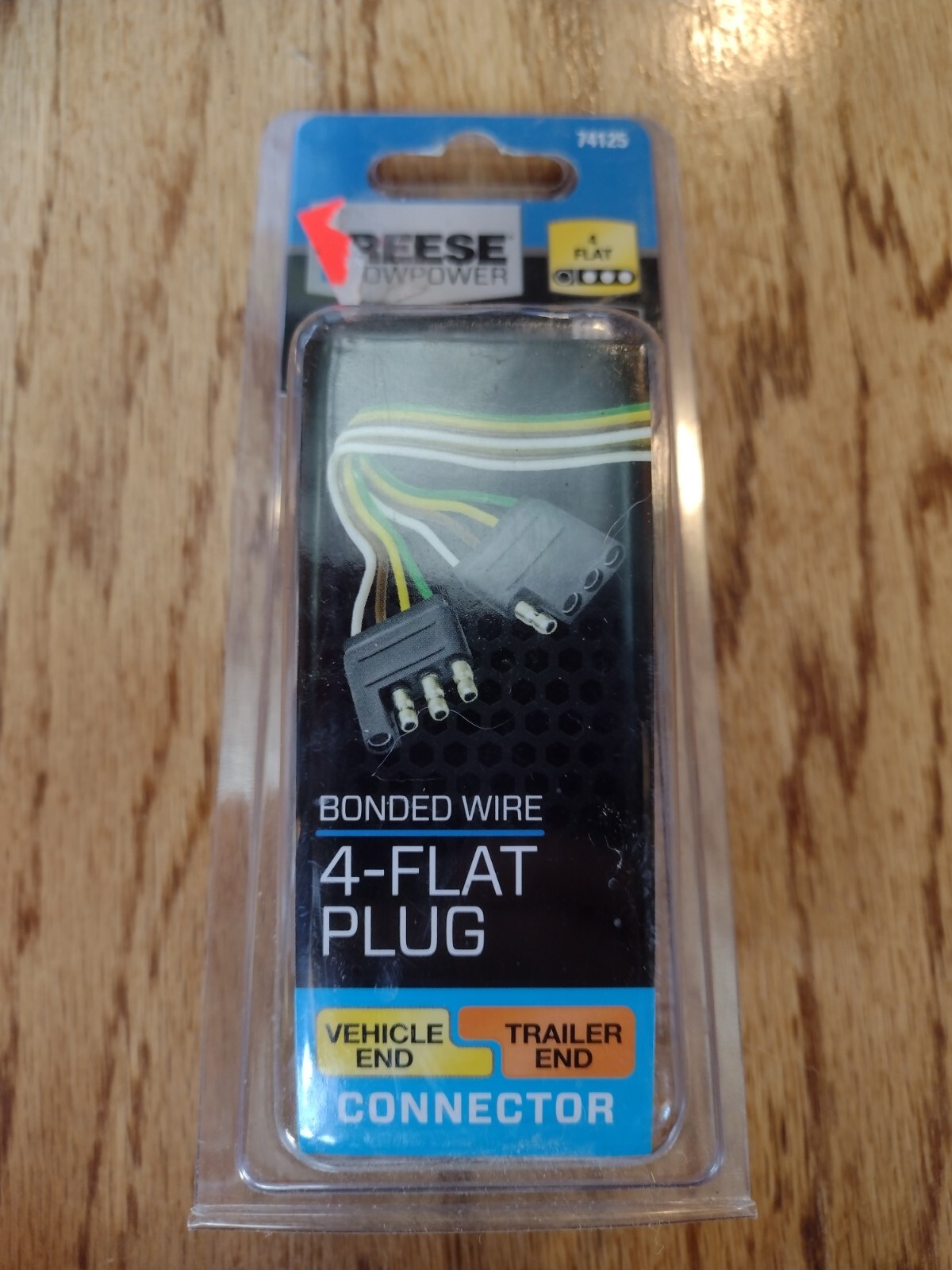 4-Flat Plug Vehicle End / Trailer End Connector Reese Towpower 74125 NEW!