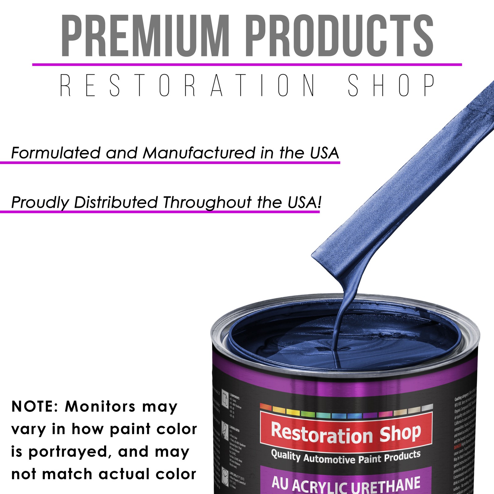 Restoration Shop Daytona Blue Metallic Acrylic Urethane Quart Kit Auto Paint