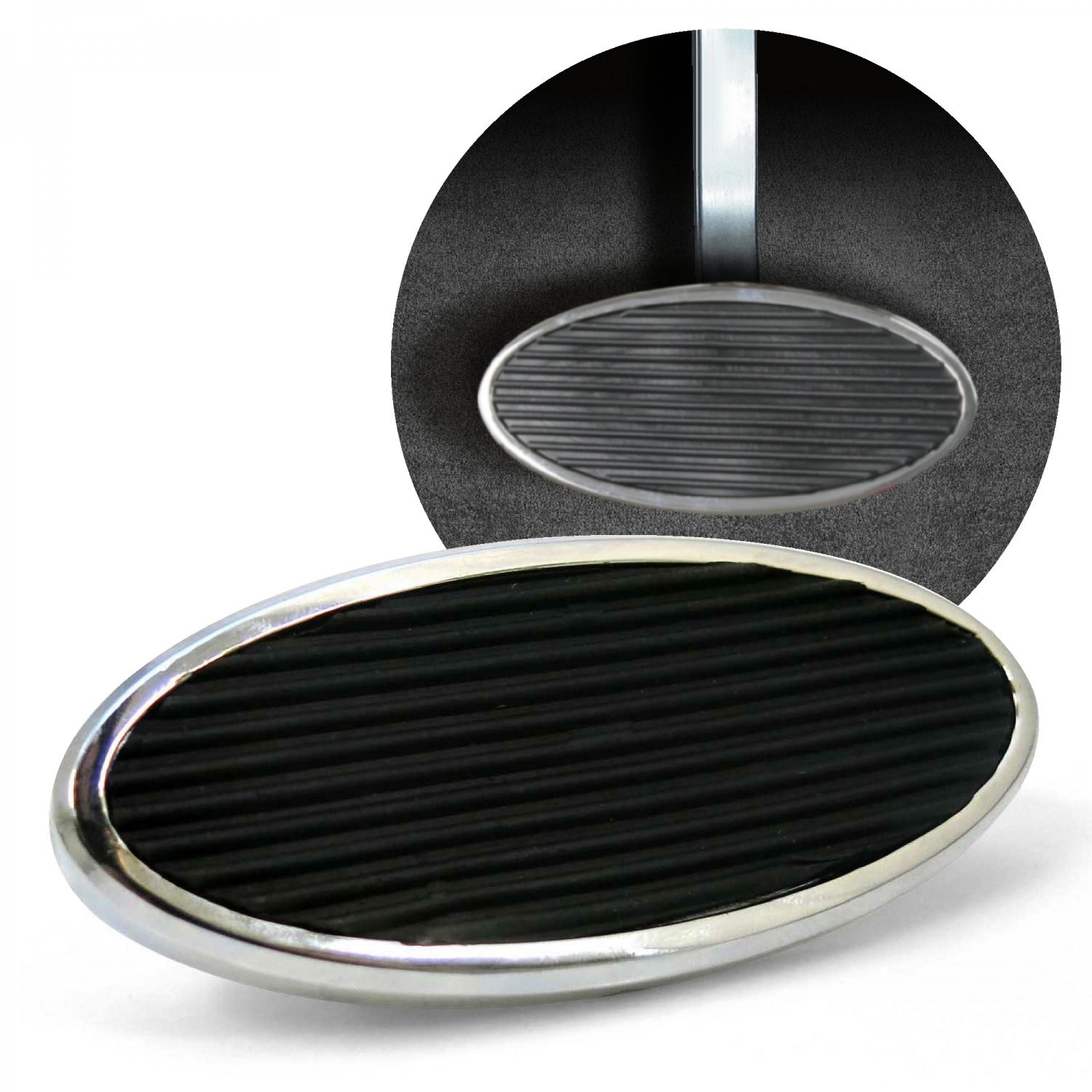 Large Oval Clutch/Brake Pedal Chrome Plated CNC Machined Billet Aluminum Hot Rod