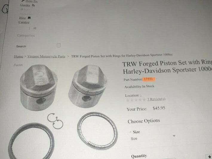 .060 Oversized Piston Kit for Harley-Davidson Sportster 1000cc