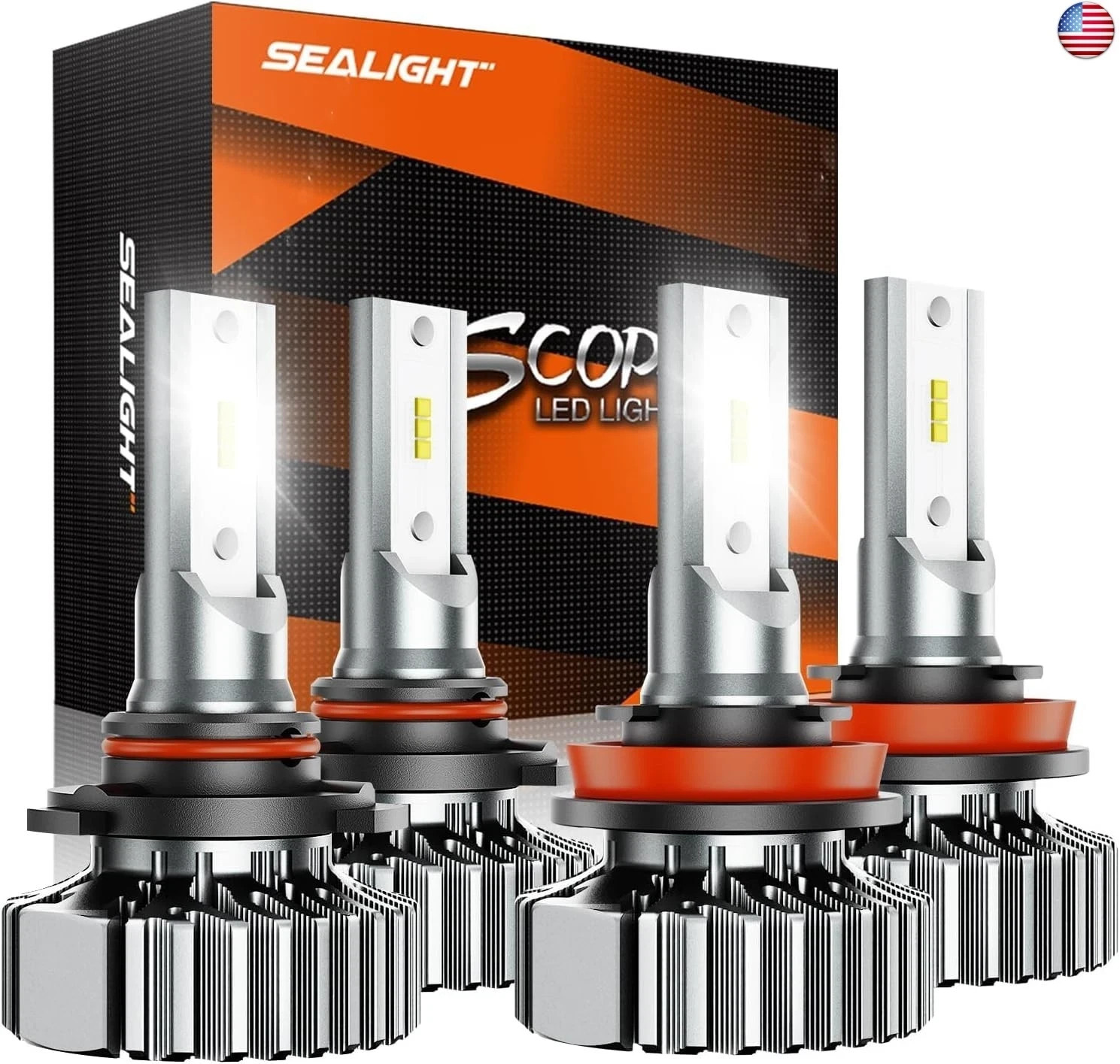 SEALIGHT® X1 9005/HB3 H11/H9/H8 120W 6000K White IP67 LED Headlight Bulbs 2 Pair