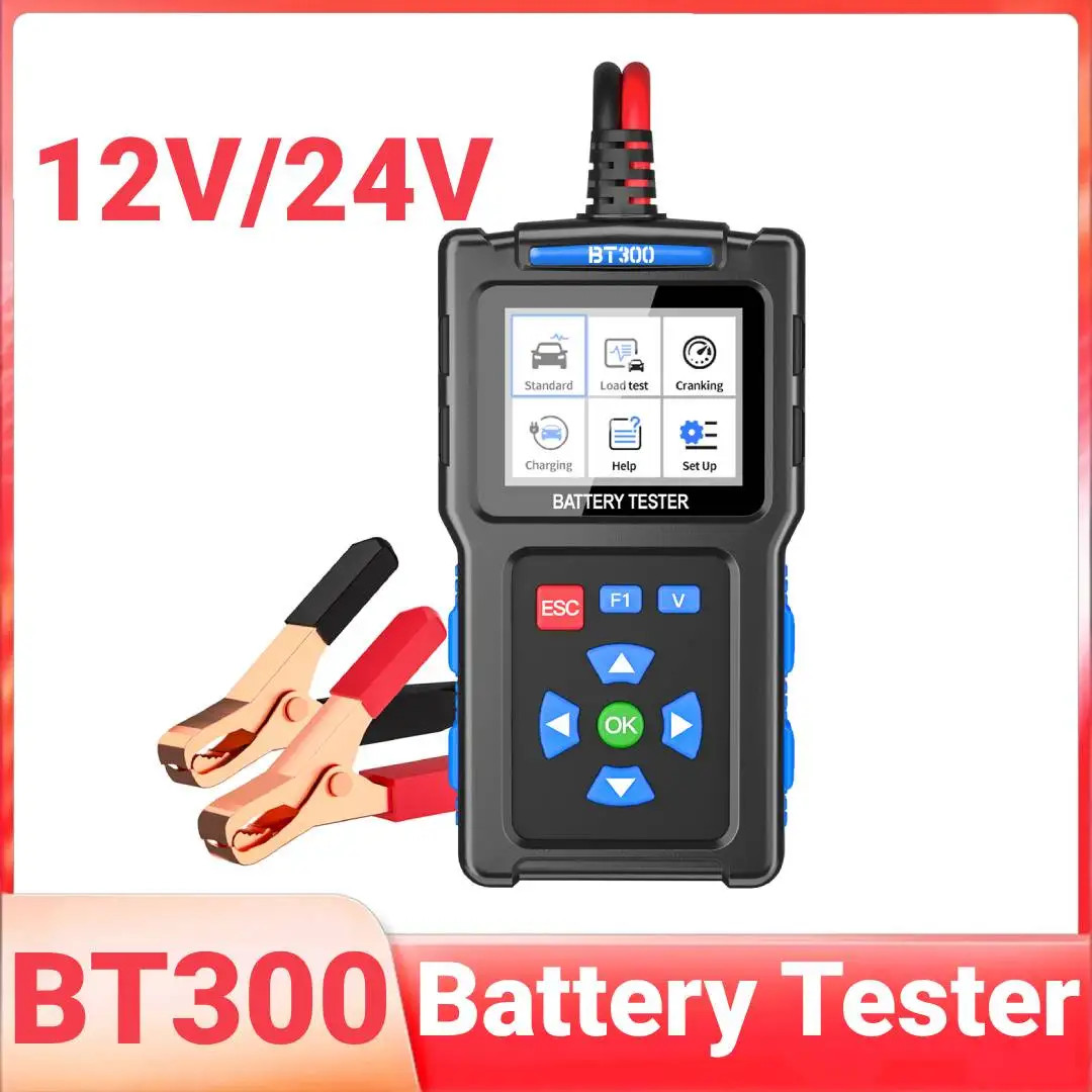 BT300 12V 24V Car Battery Tester Load Voltage Tester & Charging Analyzer 2000CCA