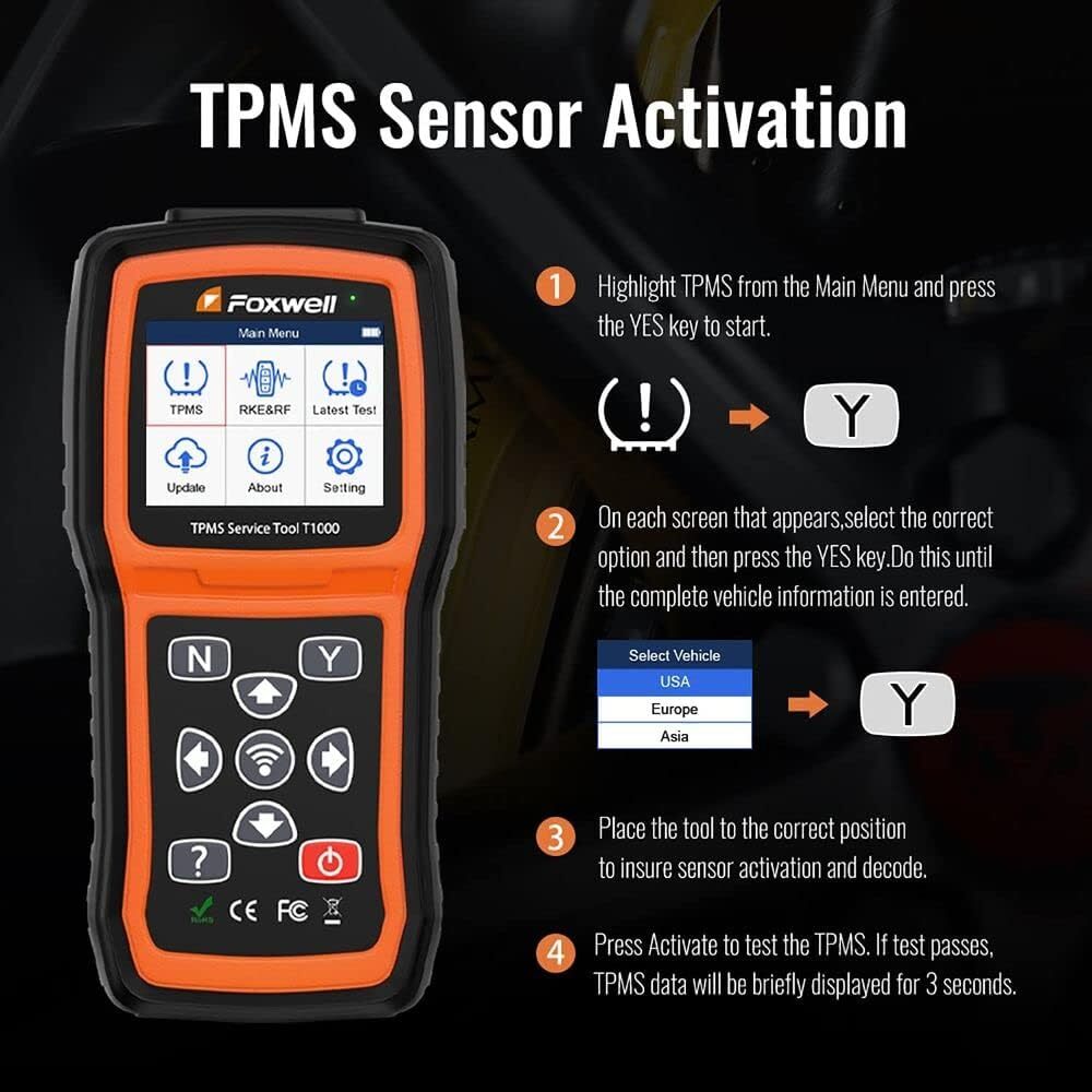 FOXWELL T1000 TPMS Programmer Tires Sensor Pressure Monitoring Diagnostic Tool