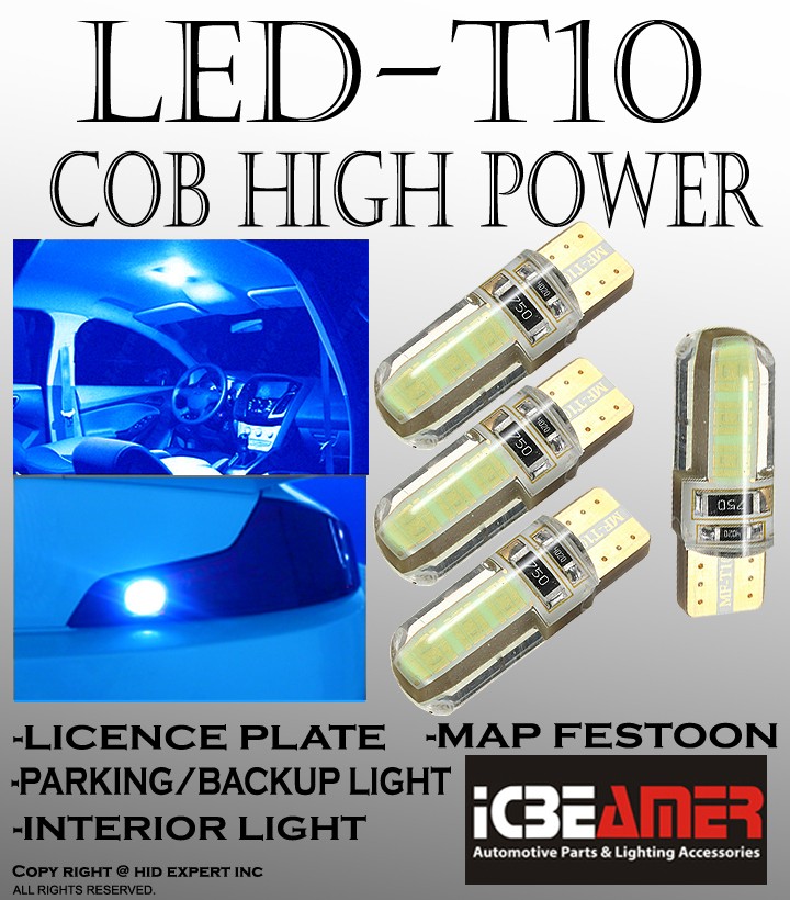 4 pcs T10 COB LED Blue Silicon Protection Replacement for Step Lights Bulbs Y454