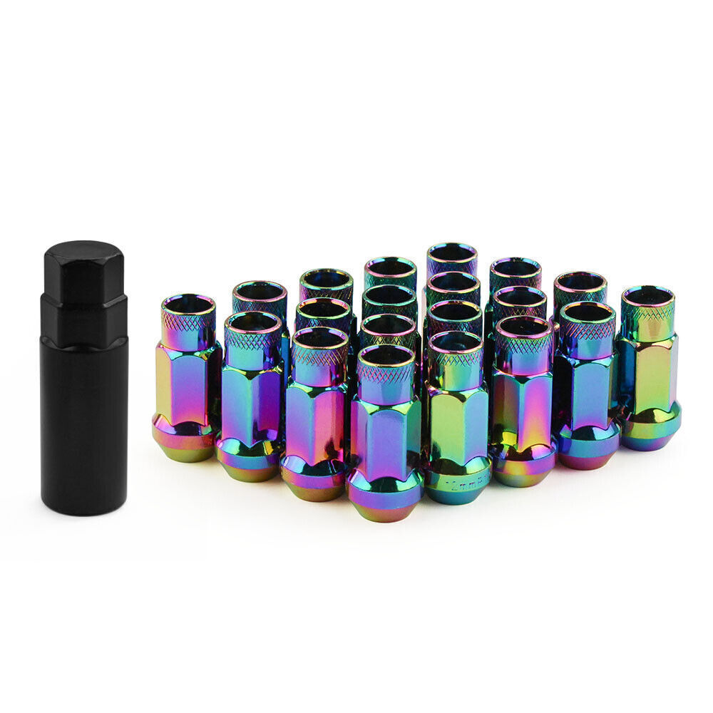 20pcs Extended Forged Steel Wheel Tuner Lug Nuts Open End Light M12x1.25mm/1.5mm