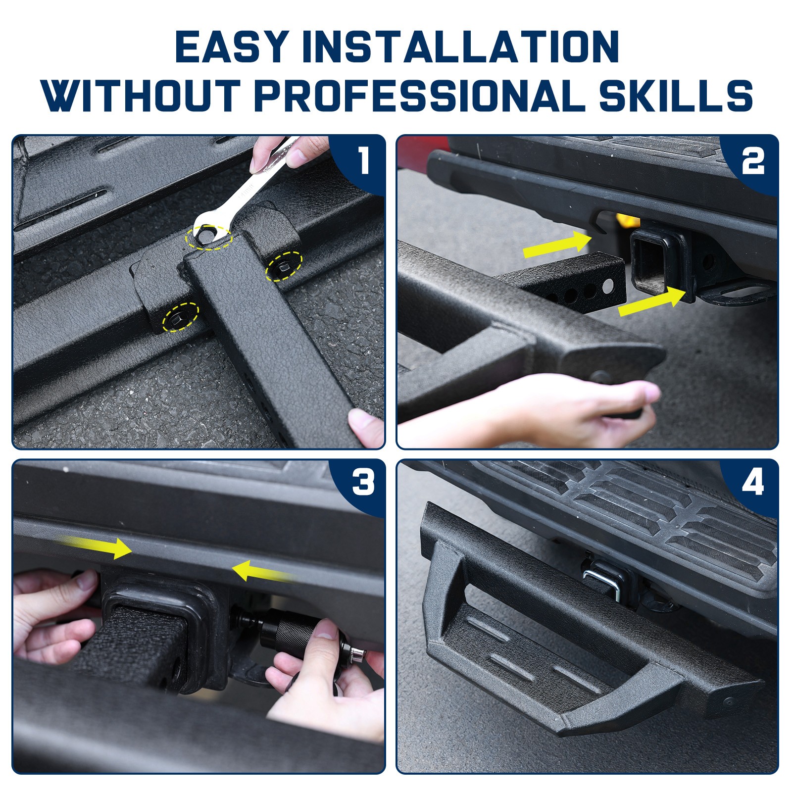 Truck Car SUV Van Trailer Tow Towing Rear Hitch Guard Step Bar Fit 2″ Receiver