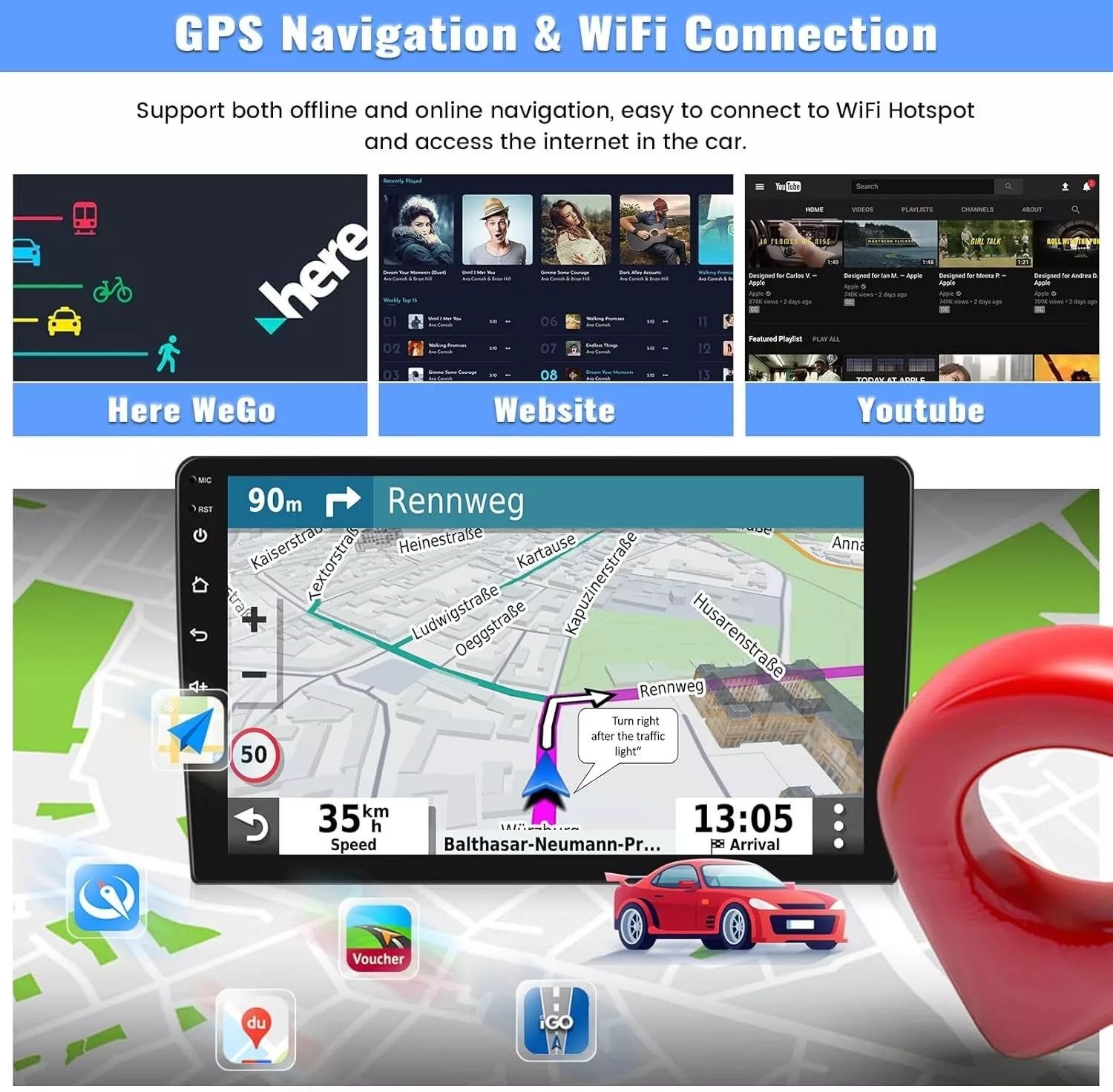 4+64GB Android 14 Carplay Car Stereo Radio GPS DSP For Hummer H2 2008-2009