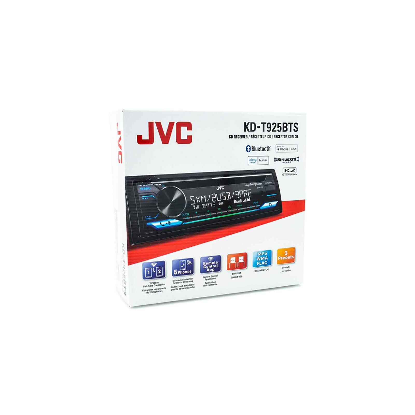 JVC KD-T925BTS Single DIN Bluetooth CD USB/AUX Stereo Car Audio Receiver