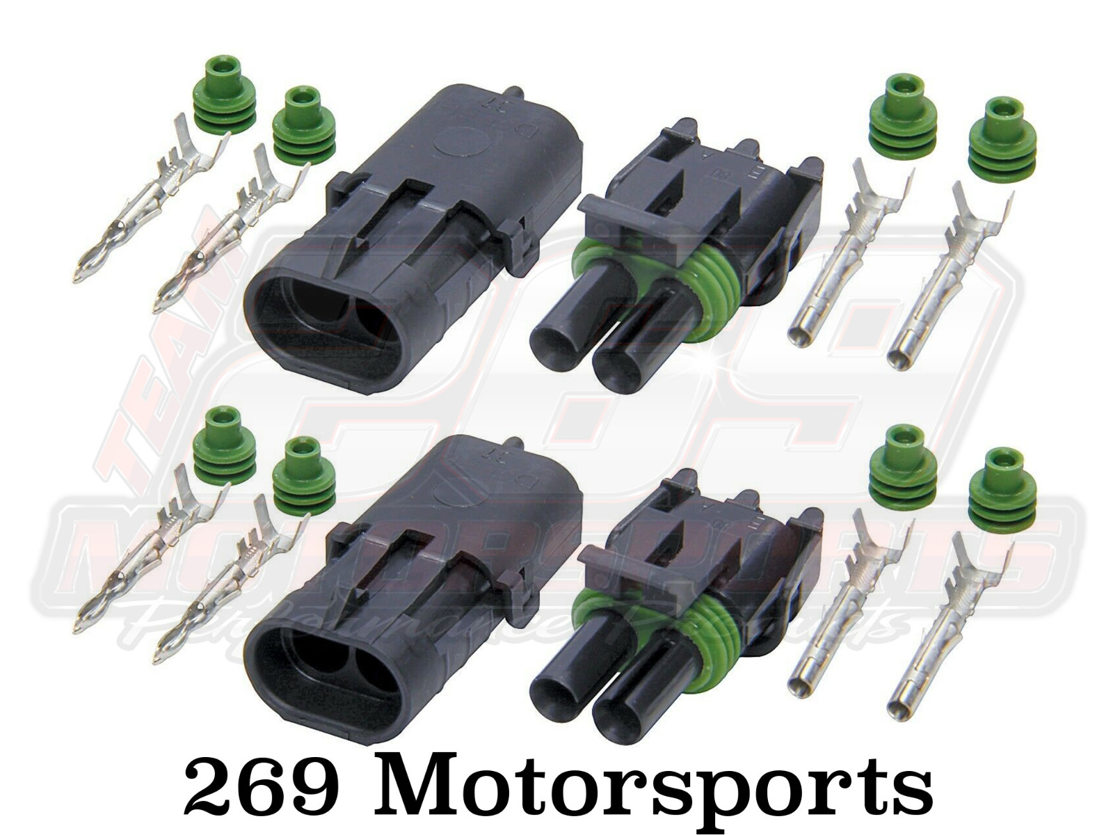 ELECTRICAL CONNECTOR WEATHER PACK 2 PIN CONNECTORS 2 Sets 12-16 AWG