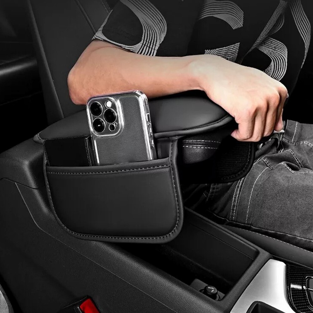 Leather Car Armrest Cushion Pad Cover Center Console Storage Box Mat Protector