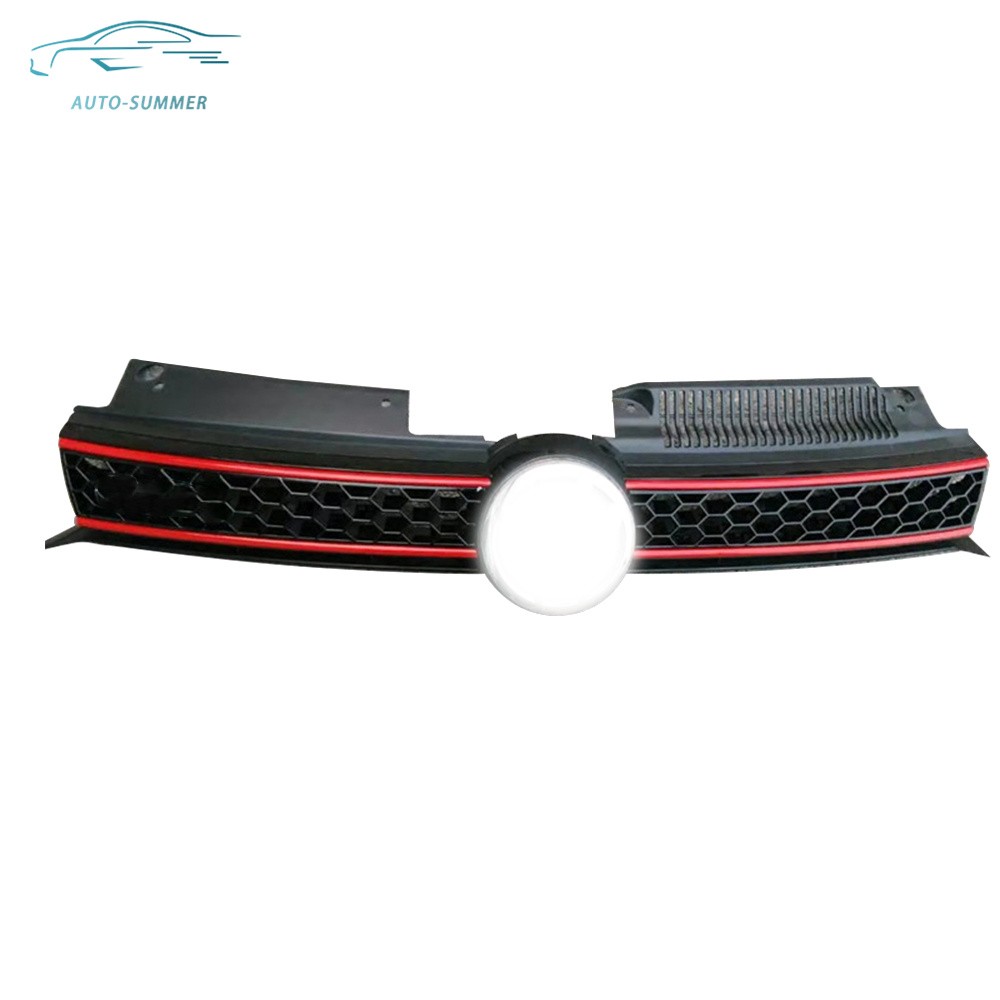 Gloss Black&Red Front Upper Grille Grill For 2010-2013 2014 Volkswagen Golf/GTI